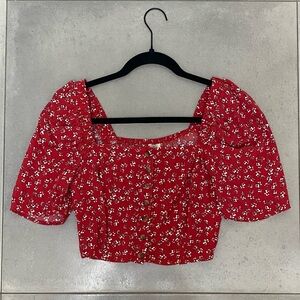 Urban Outfitters Red Floral Women's Cropped Top